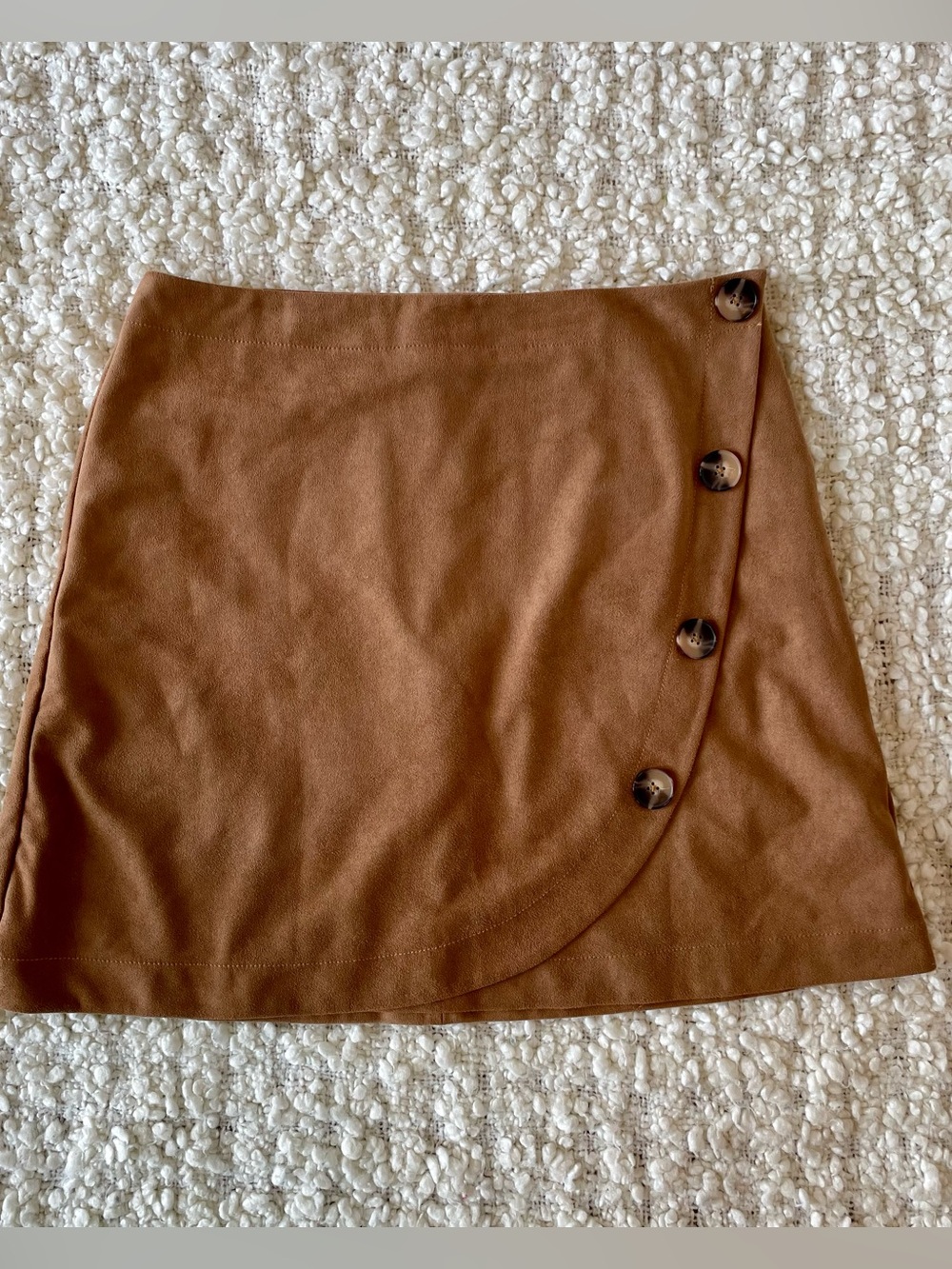 Maeve Womens 10 Brown Faux Suede Button A-Line Mini Skirt Fall Twee Preppy Luxe